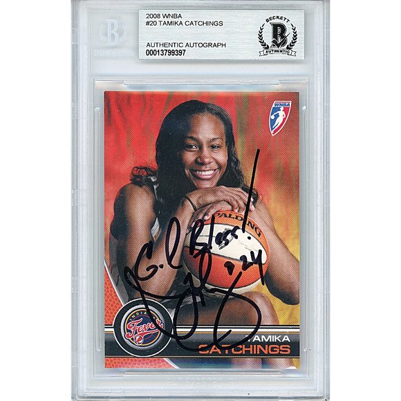 Tamika Catchings Signed 2008 WNBA Basketball Card Fever Beckett BAS Autograph - Picture 1 of 4